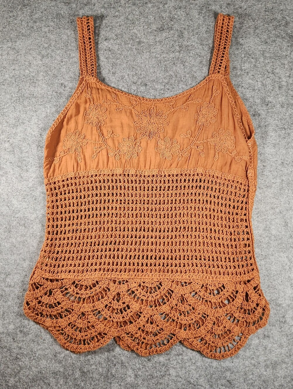 Roommates Romantic Rust Crochet Cotton Camisole Tank Top Size Small - Picture 3 of 9